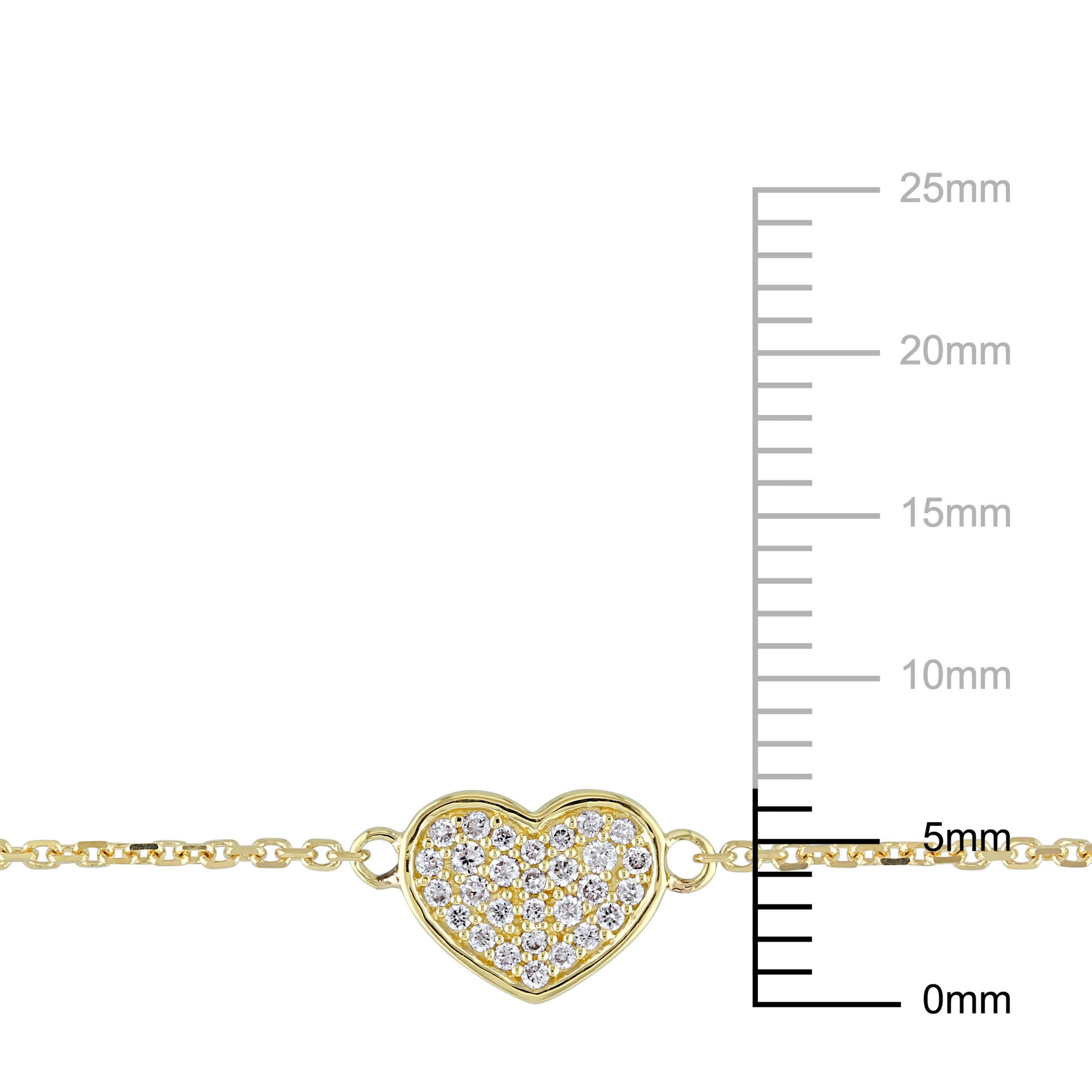1/10 ct. t.w. Diamond Heart Charm Bracelet in 14K Yellow Gold