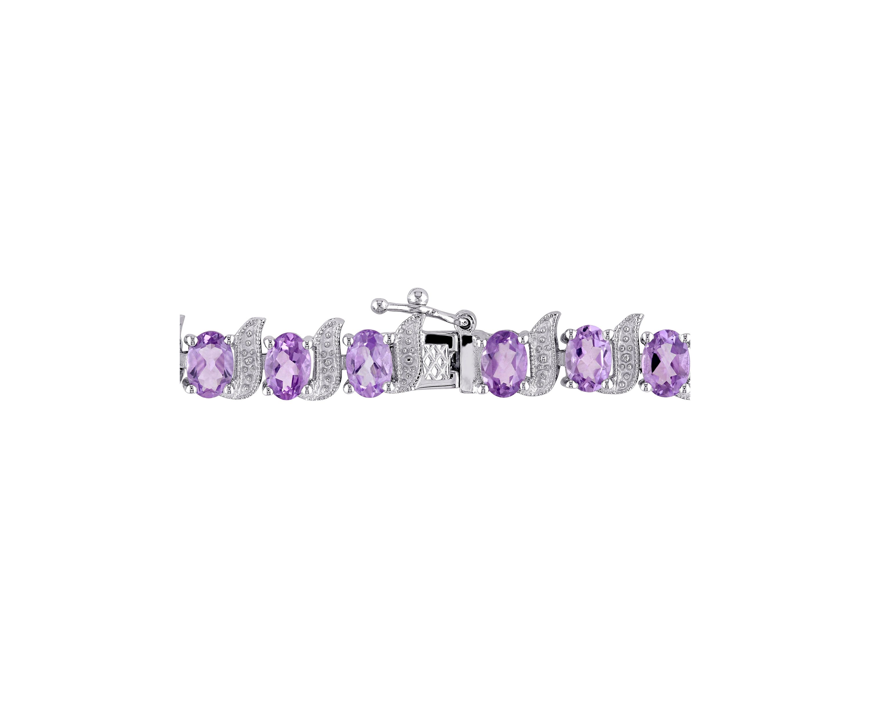9.60 ct. t.g.w. Amethyst and Diamond Accent Bracelet in Sterling Silver