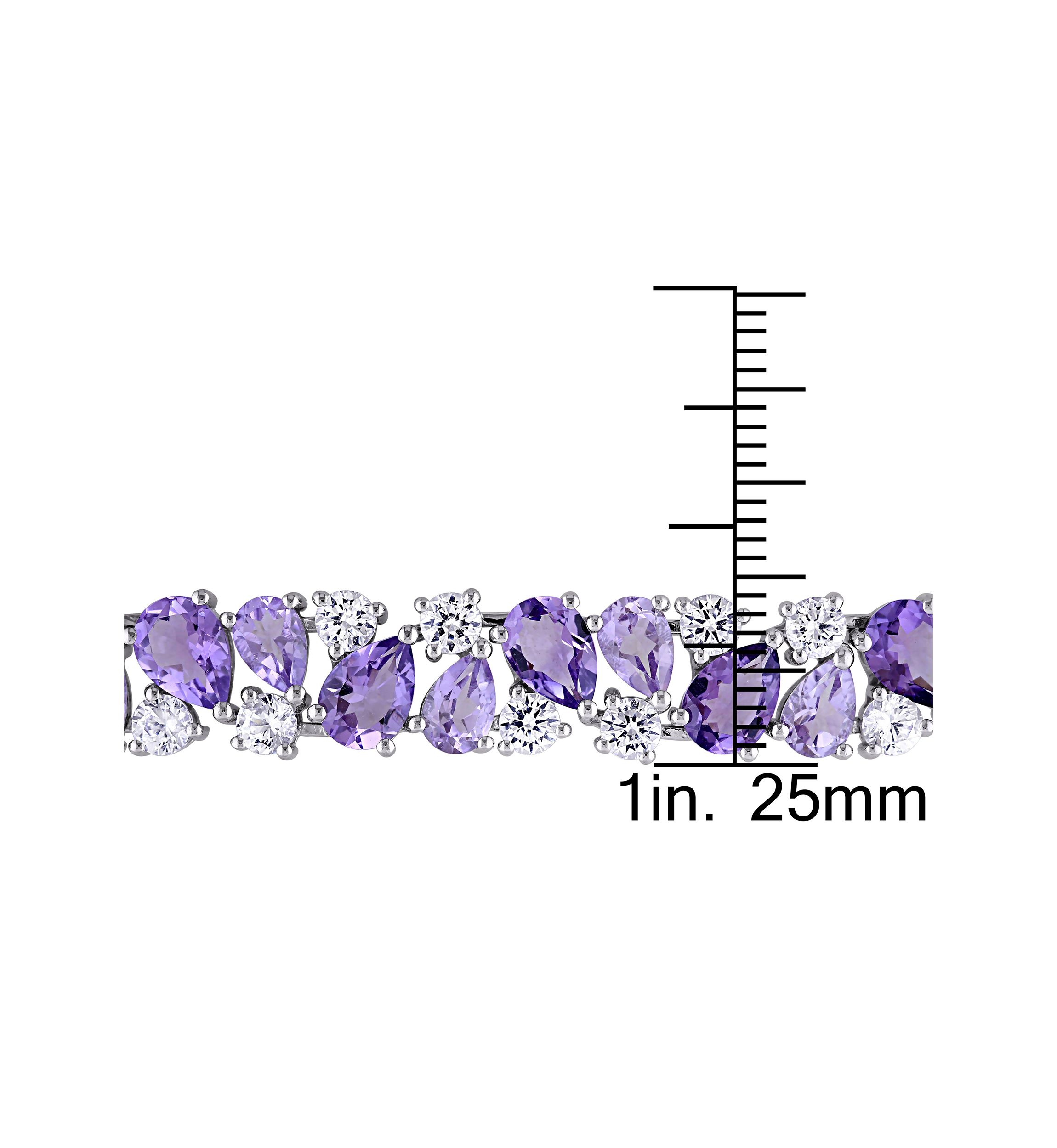 Lab Created 27.18 ct. t.g.w. Rose de France Amethyst and Created White Sapphire Vintage Bracelet in Sterling Silver