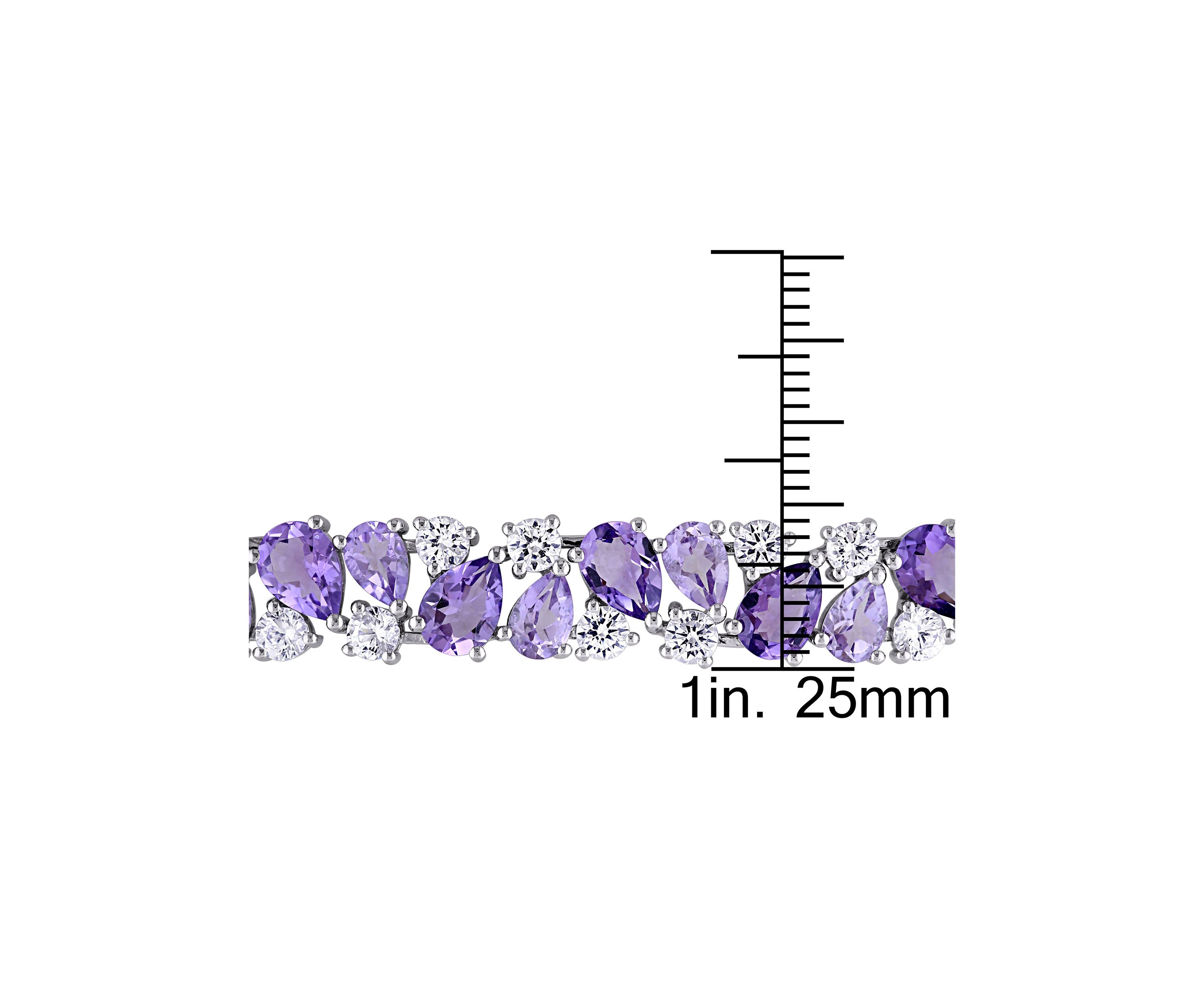 Lab Created 27.18 ct. t.g.w. Rose de France Amethyst and Created White Sapphire Vintage Bracelet in Sterling Silver