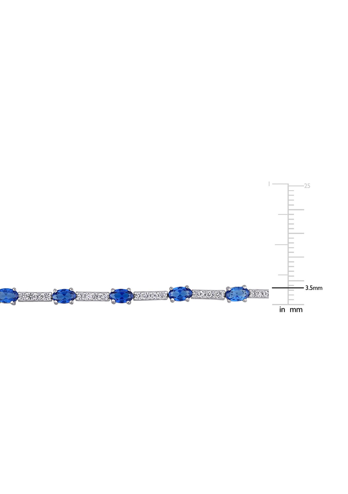 Lab Created 6.72 ct. t.g.w. Created Blue and White Sapphire Station Bracelet in Sterling Silver