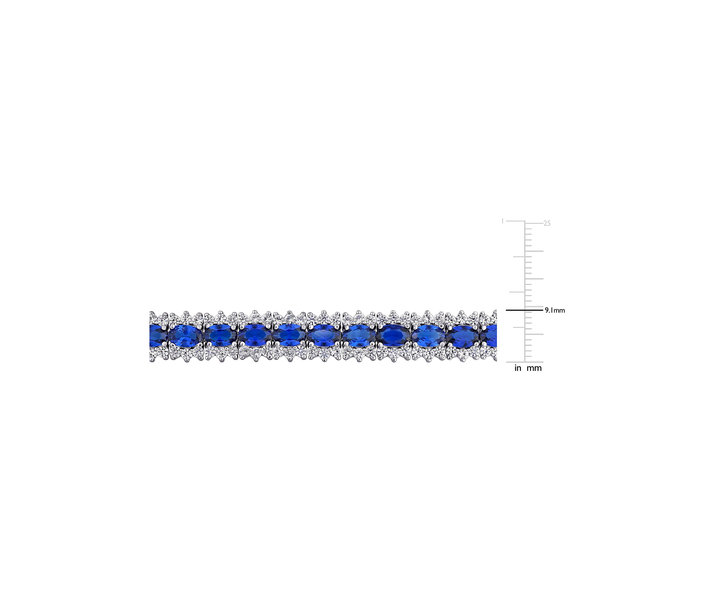 Lab Created 28.53 ct. t.g.w. Created Blue and White Sapphire Tennis Bracelet in Sterling Silver