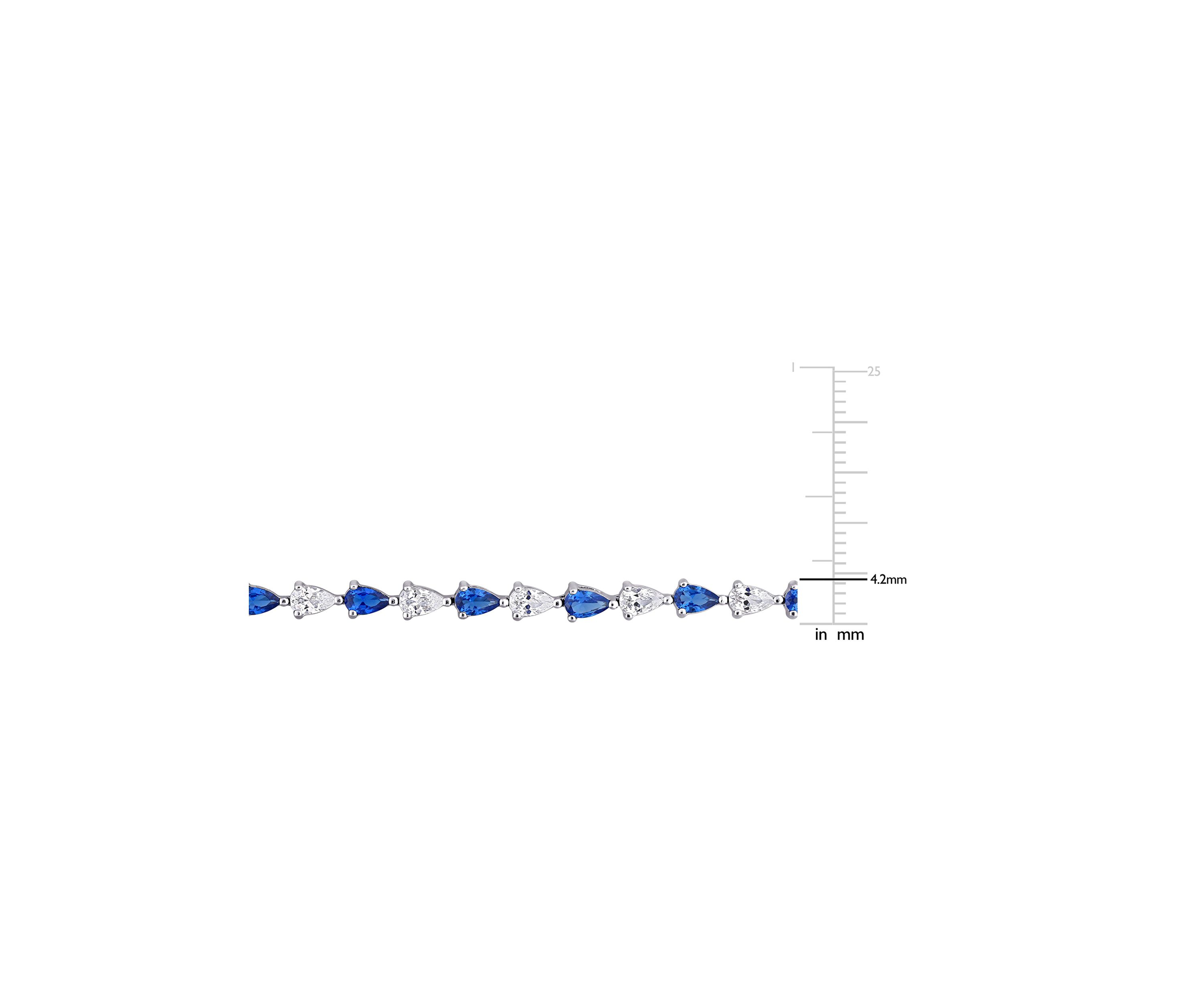 Lab Created 10.5 ct. t.g.w. Pear Shape Created Blue and White Sapphire Tennis Bracelet in Sterling Silver