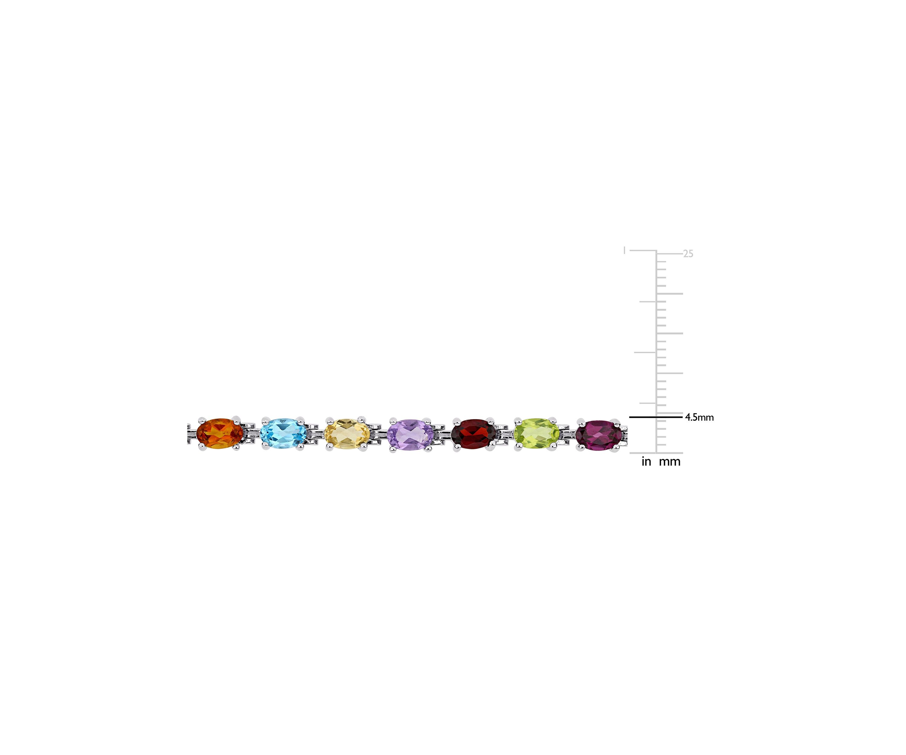 10.66 ct. t.g.w. Multi Color Gemstone Oval Tennis Bracelet in Sterling Silver