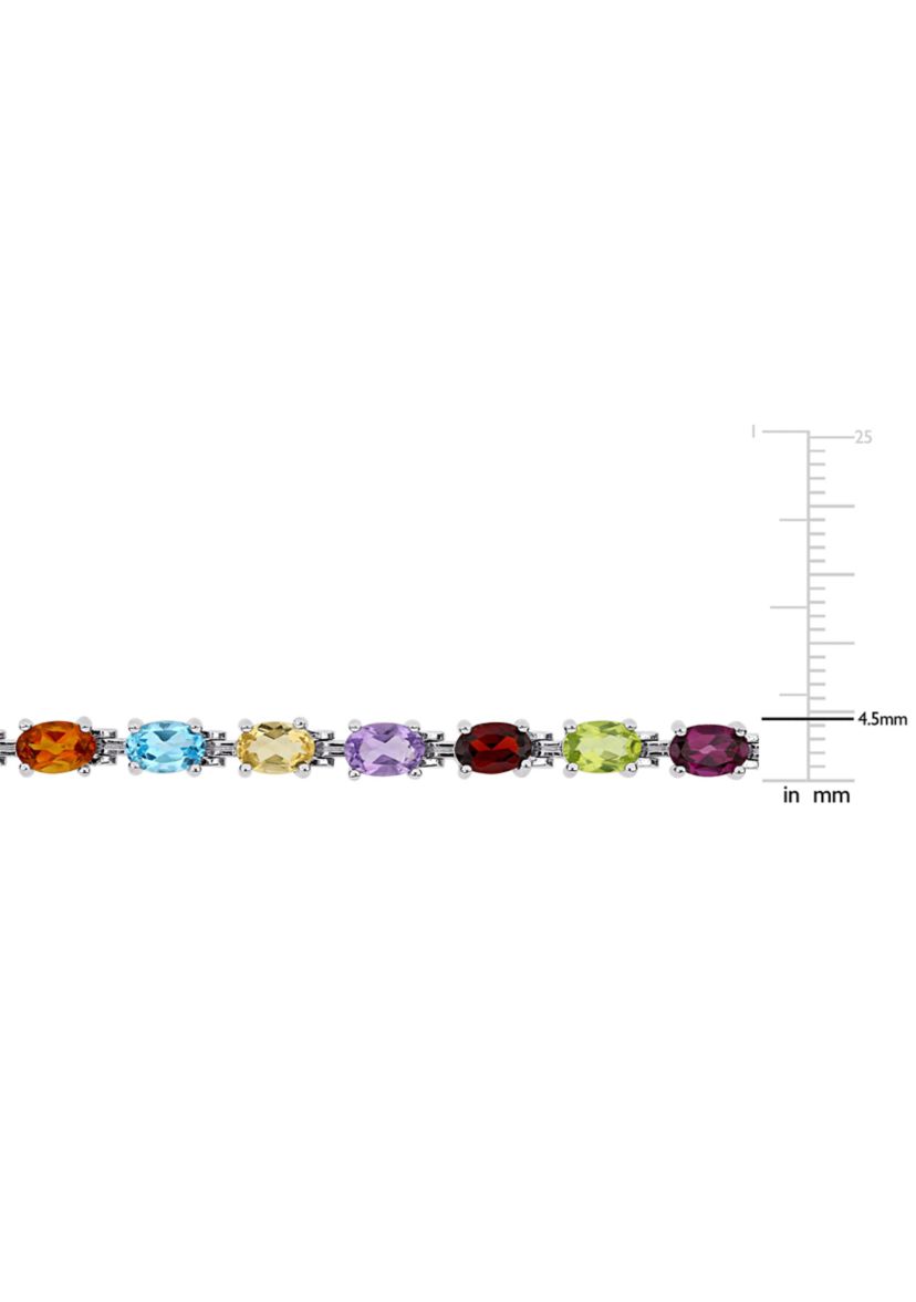 10.66 ct. t.g.w. Multi Color Gemstone Oval Tennis Bracelet in Sterling Silver