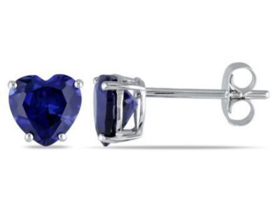 Belk & Co Lab Created Blue Sapphire Stud Earrings in 10K White Gold