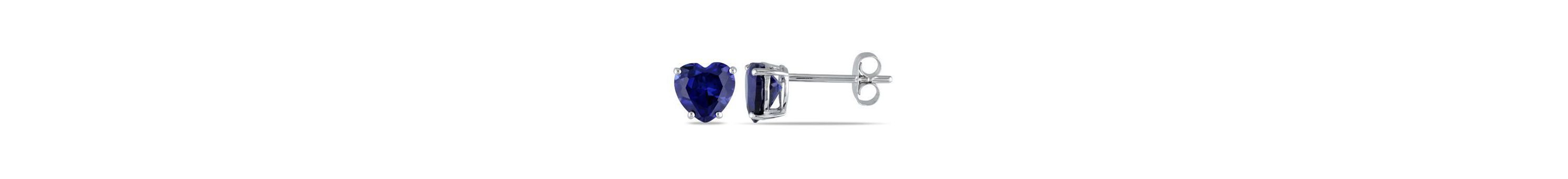 Lab Created Created Blue Sapphire Stud Earrings in 10K White Gold