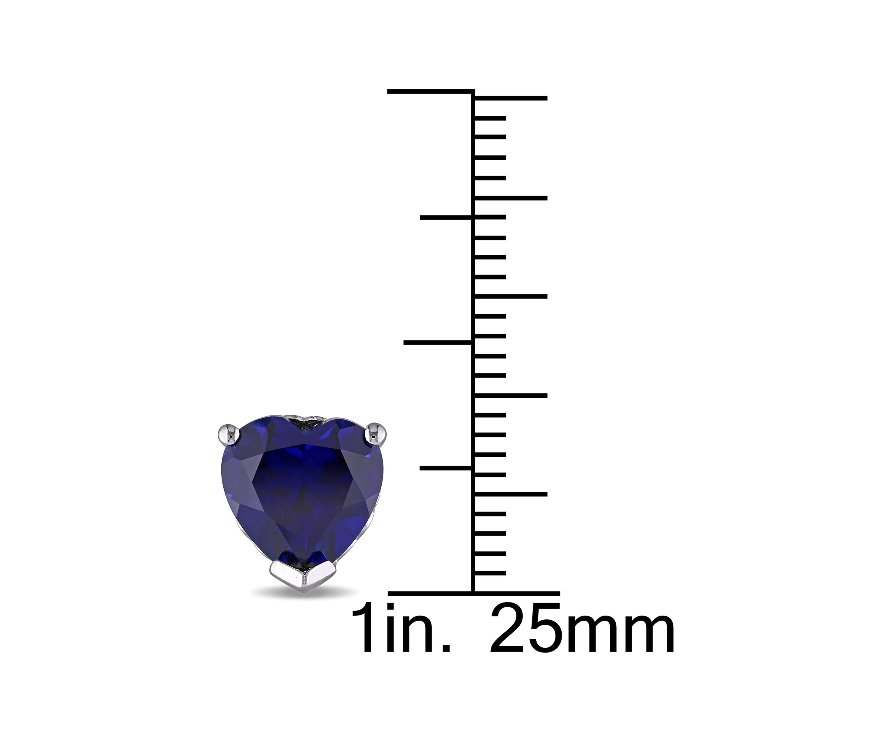 Lab Created 4.50 ct. t.g.w. Heart Shaped Created Blue Sapphire Stud Earrings in Sterling Silver
