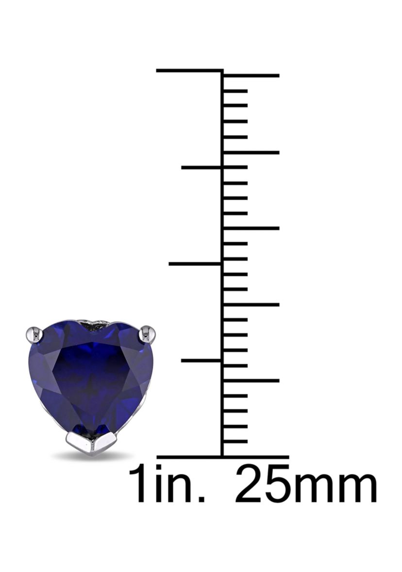 Lab Created 4.50 ct. t.g.w. Heart Shaped Created Blue Sapphire Stud Earrings in Sterling Silver