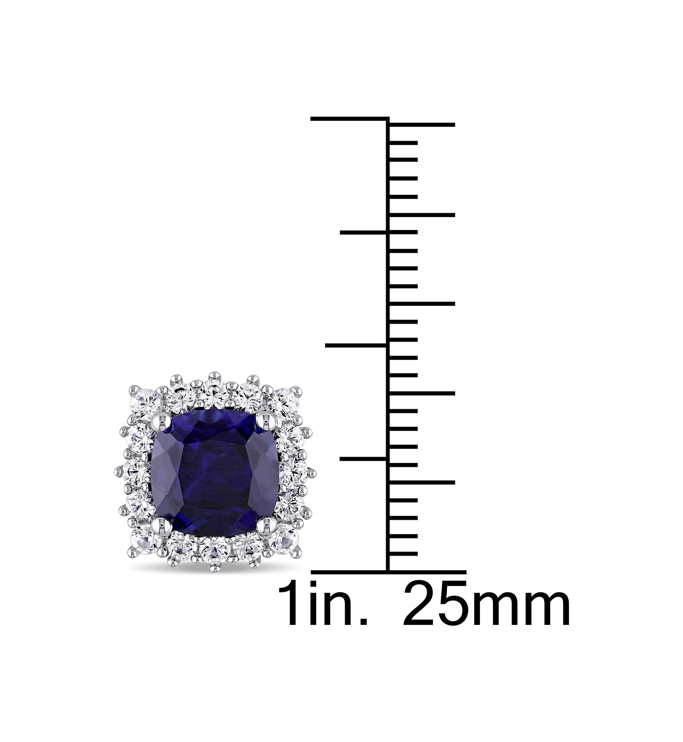 Lab Created 4.88 ct. t.g.w. Created Blue and White Sapphire Stud Earrings in Sterling Silver