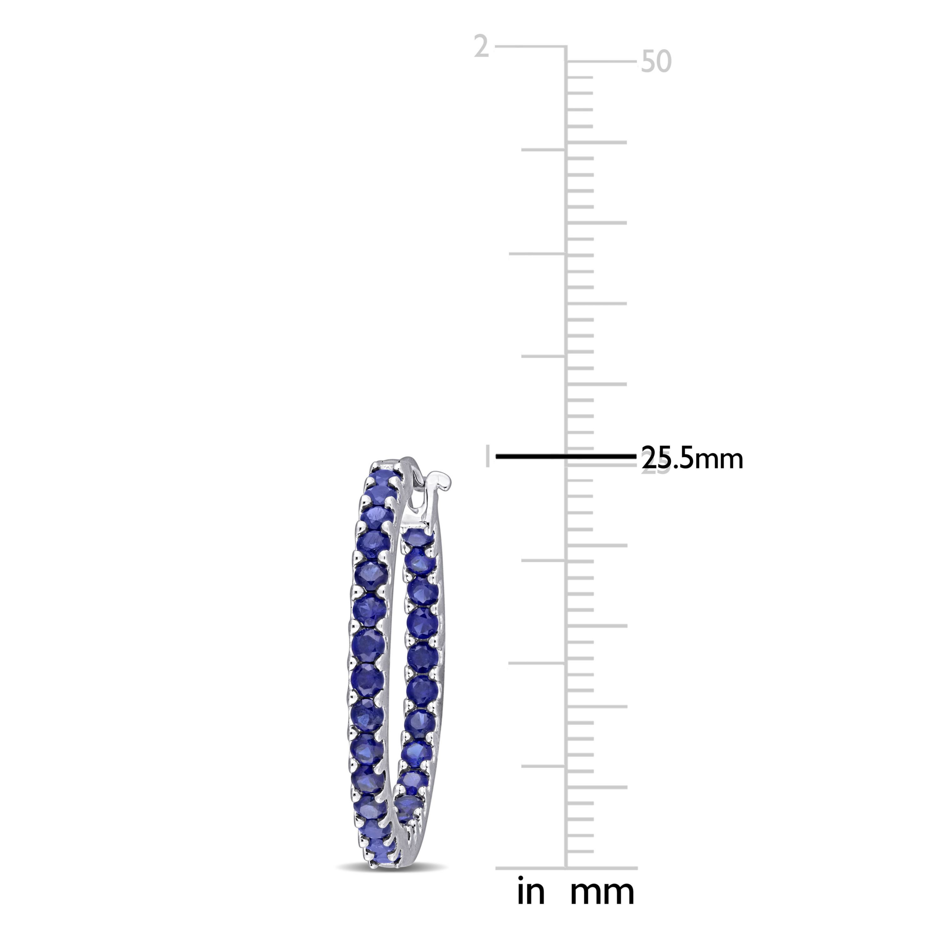 2.8 ct. t.g.w. Created Blue Sapphire Inside Outside Hoop Earrings in 10K White Gold
