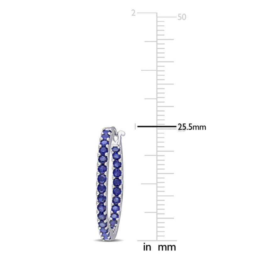 2.8 ct. t.g.w. Created Blue Sapphire Inside Outside Hoop Earrings in 10K White Gold