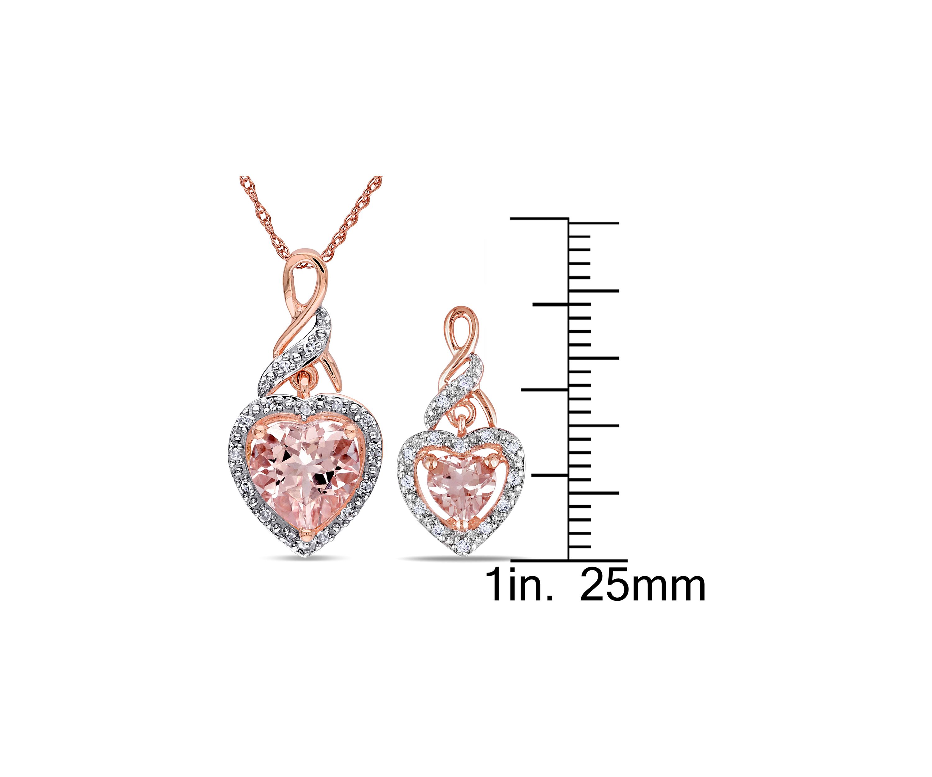 2.75 ct. t.w. Morganite and 1/5 ct. t.w. Diamond Heart Necklace and Earrings Set in 10k Rose Gold