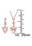 2.75 ct. t.w. Morganite and 1/10 ct. t.w. Diamond Tiered Necklace and Dangle Earrings Set in 14K Rose Gold