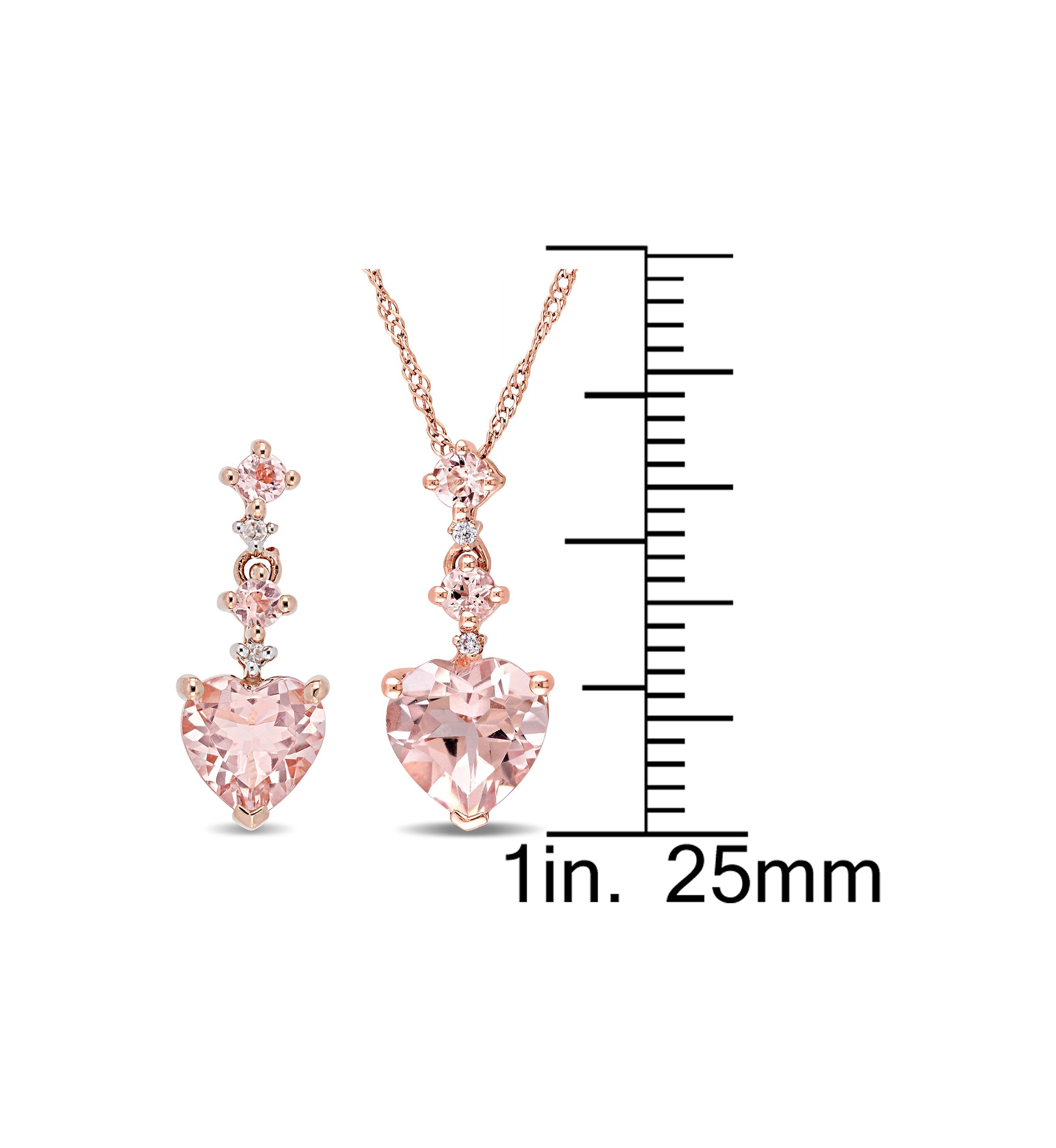 2.75 ct. t.w. Morganite and 1/10 ct. t.w. Diamond Tiered Necklace and Dangle Earrings Set in 14K Rose Gold