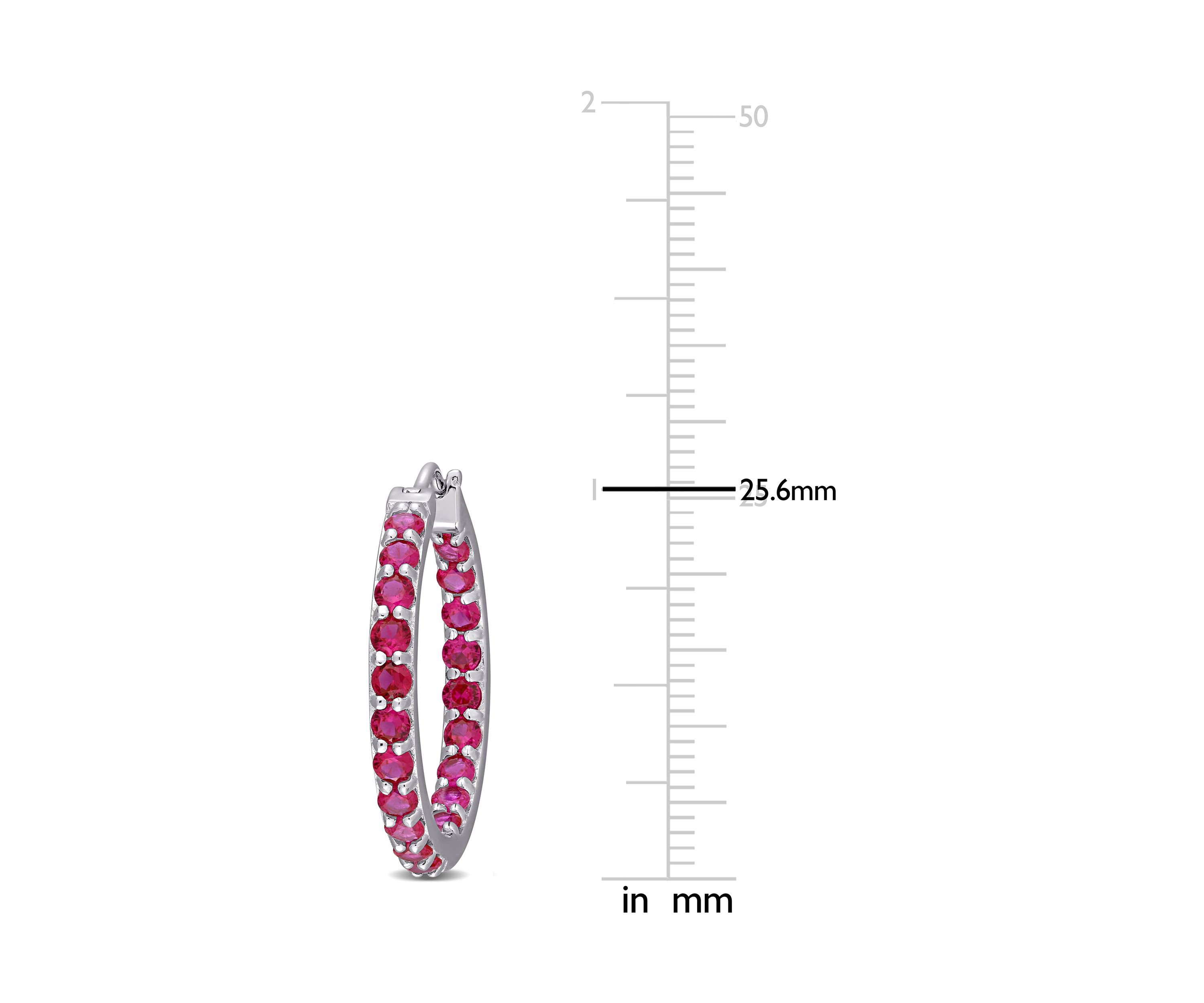 Lab Created 3 ct. t.w. Created Ruby Inside Outside Hoop Earrings in Sterling Silver
