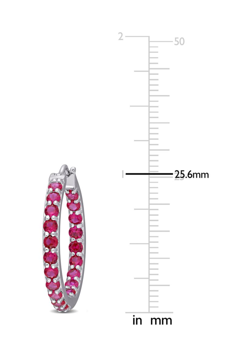 Lab Created 3 ct. t.w. Created Ruby Inside Outside Hoop Earrings in Sterling Silver