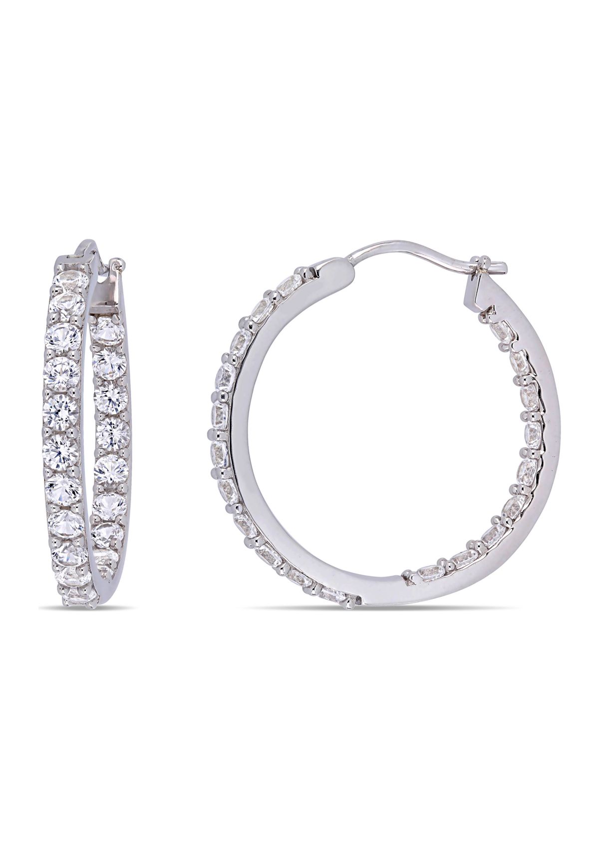 Lab Created 3.5 ct. t.w. Created White Sapphire Inside Outside Hoop Earrings in Sterling Silver