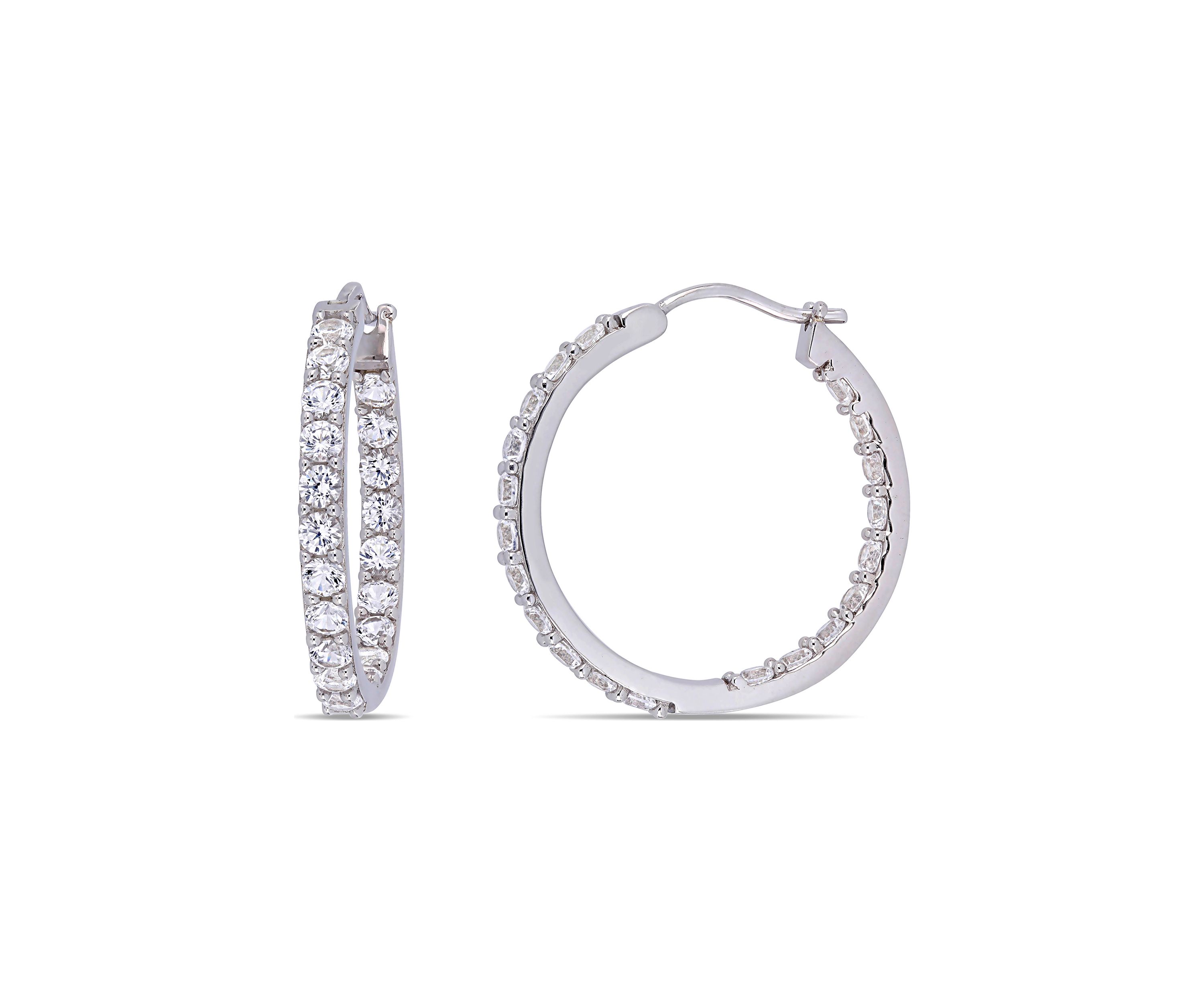 Lab Created 3.5 ct. t.w. Created White Sapphire Inside Outside Hoop Earrings in Sterling Silver