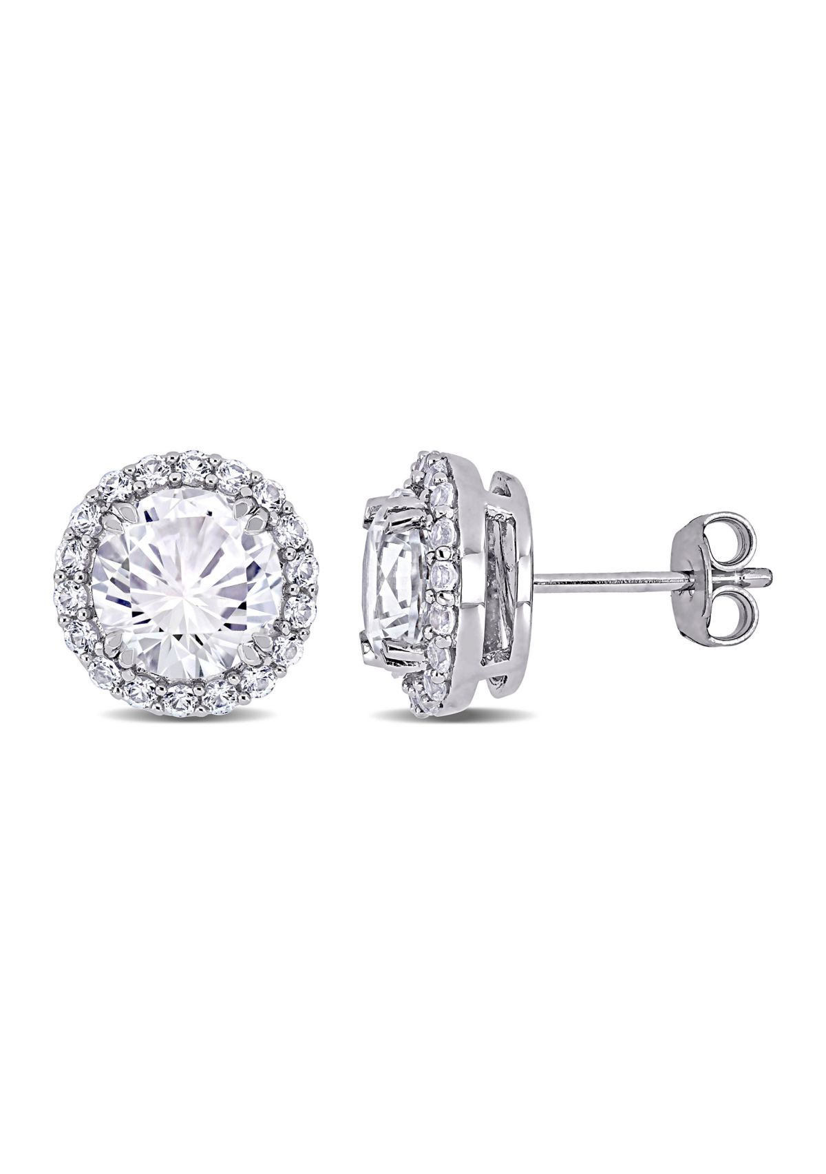 Lab Created 5.12 ct. t.w. Created White Sapphire Halo Stud Earrings in Sterling Silver