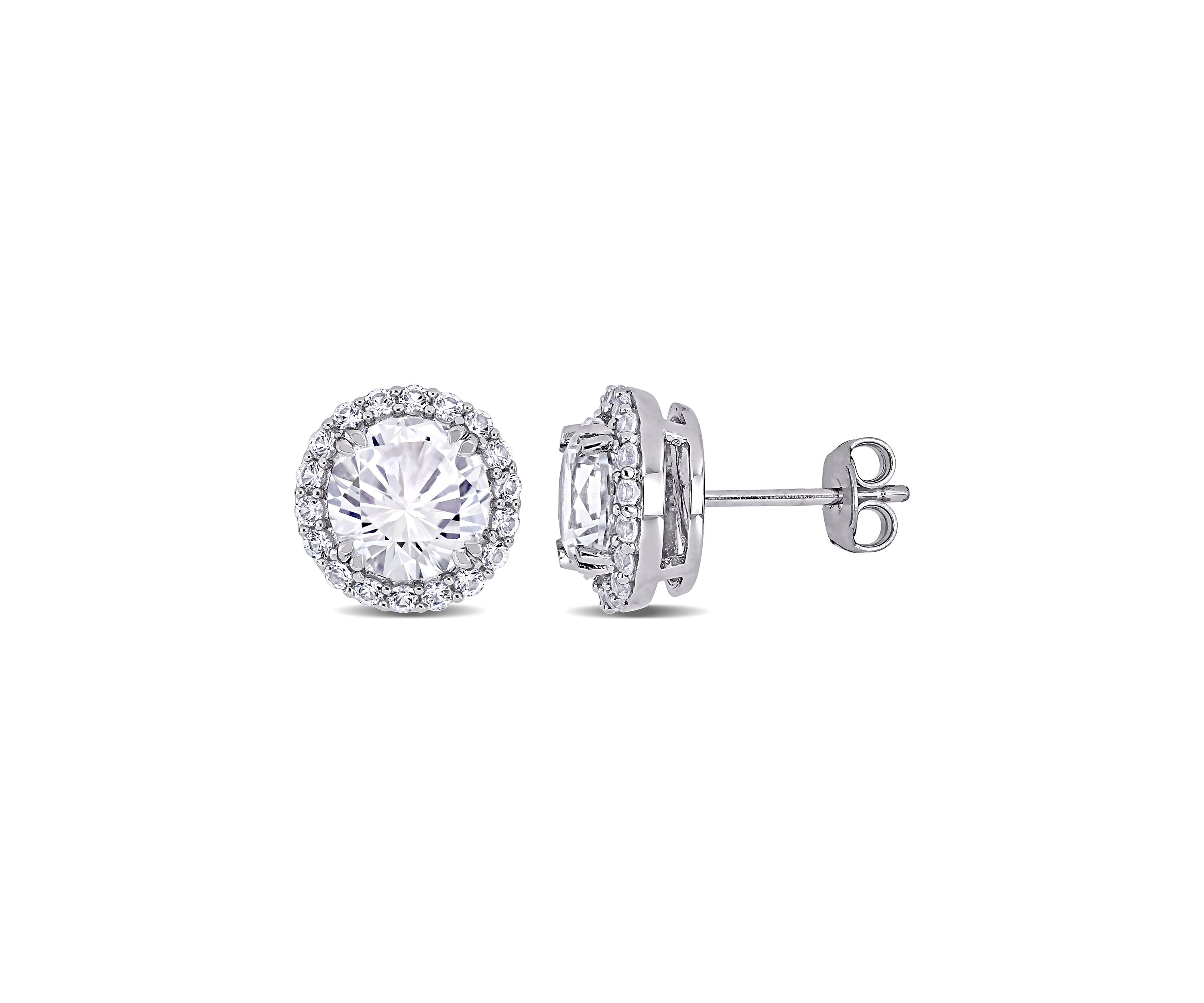 Lab Created 5.12 ct. t.w. Created White Sapphire Halo Stud Earrings in Sterling Silver