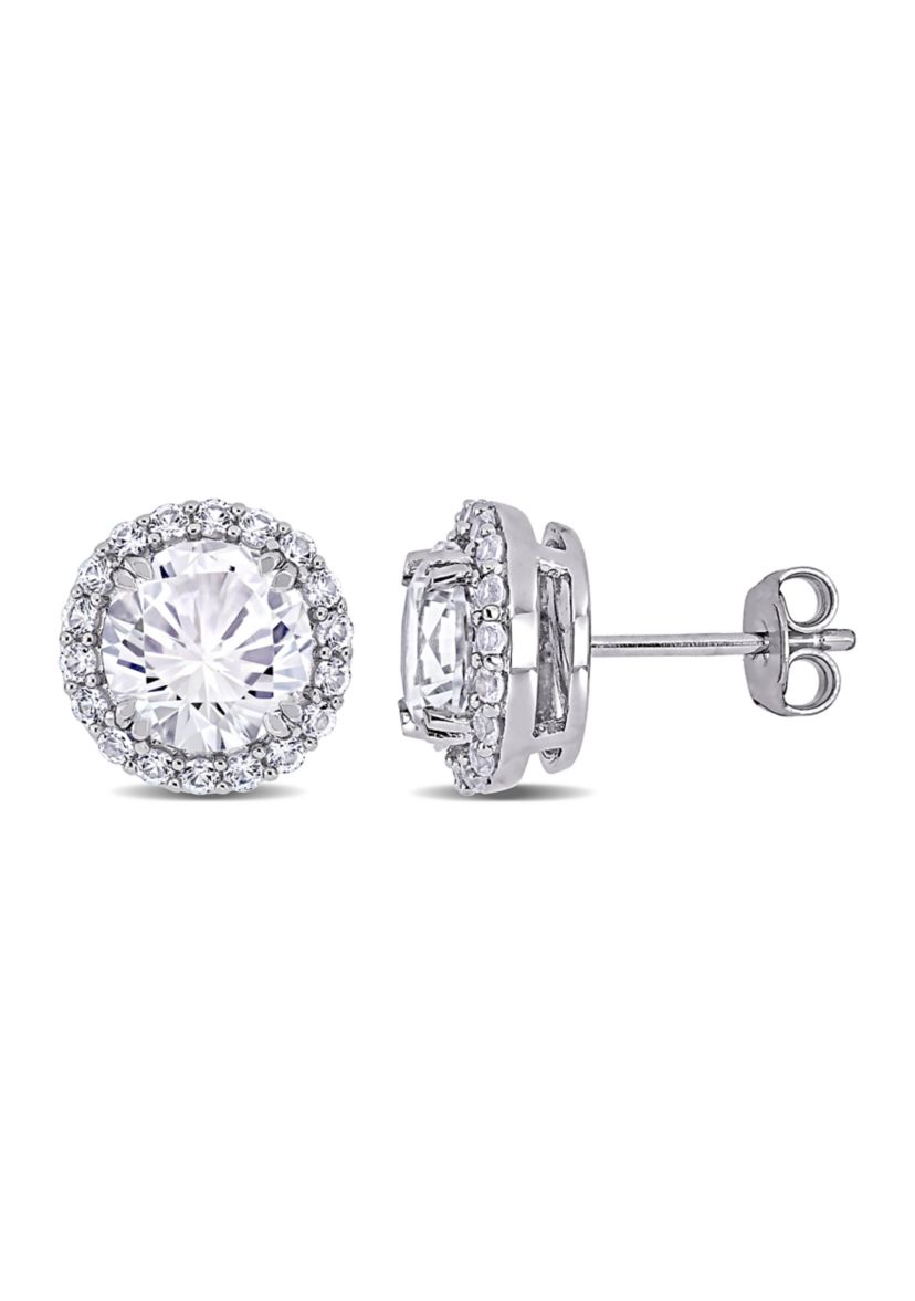 Lab Created 5.12 ct. t.w. Created White Sapphire Halo Stud Earrings in Sterling Silver