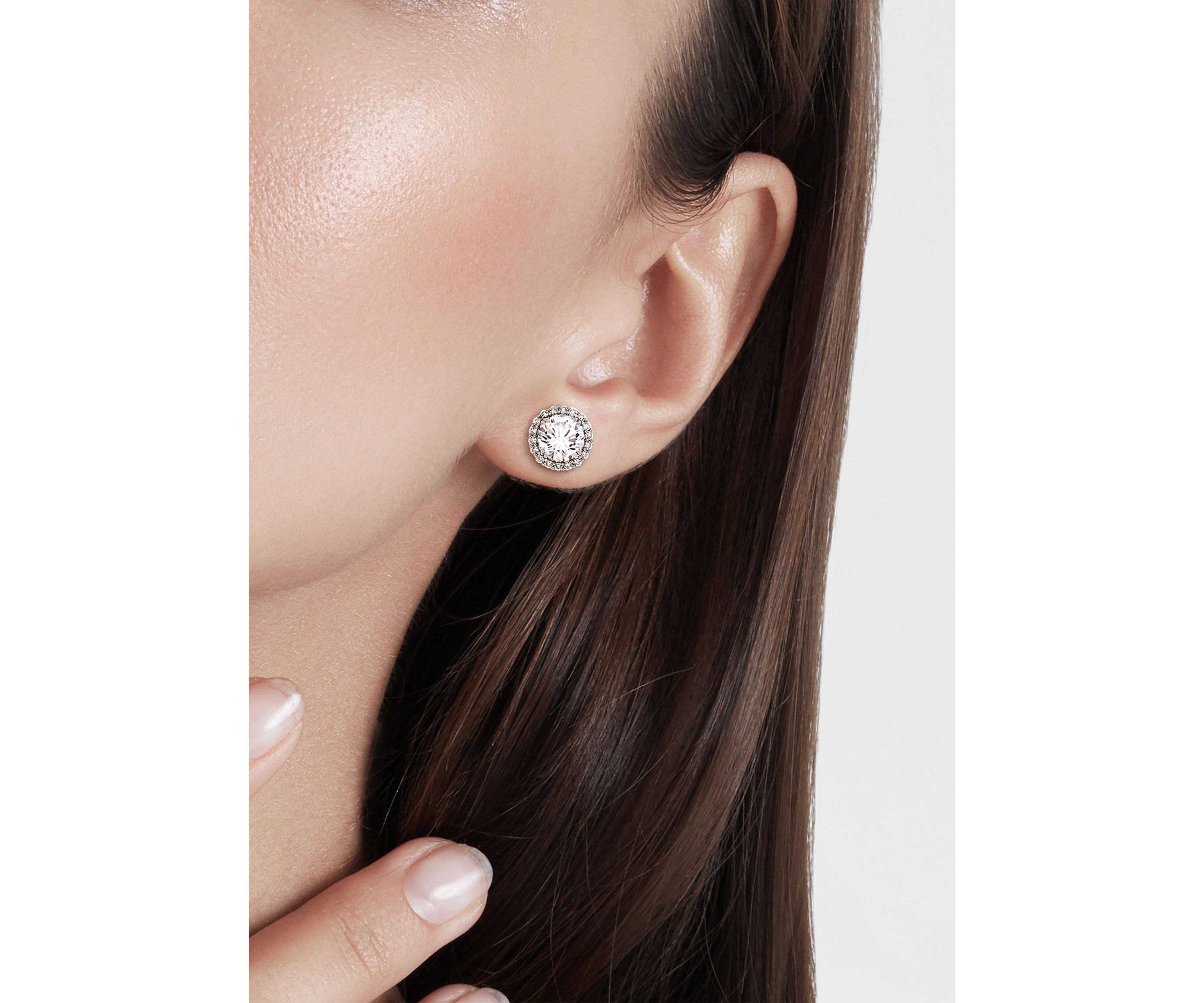 Lab Created 5.12 ct. t.w. Created White Sapphire Halo Stud Earrings in Sterling Silver