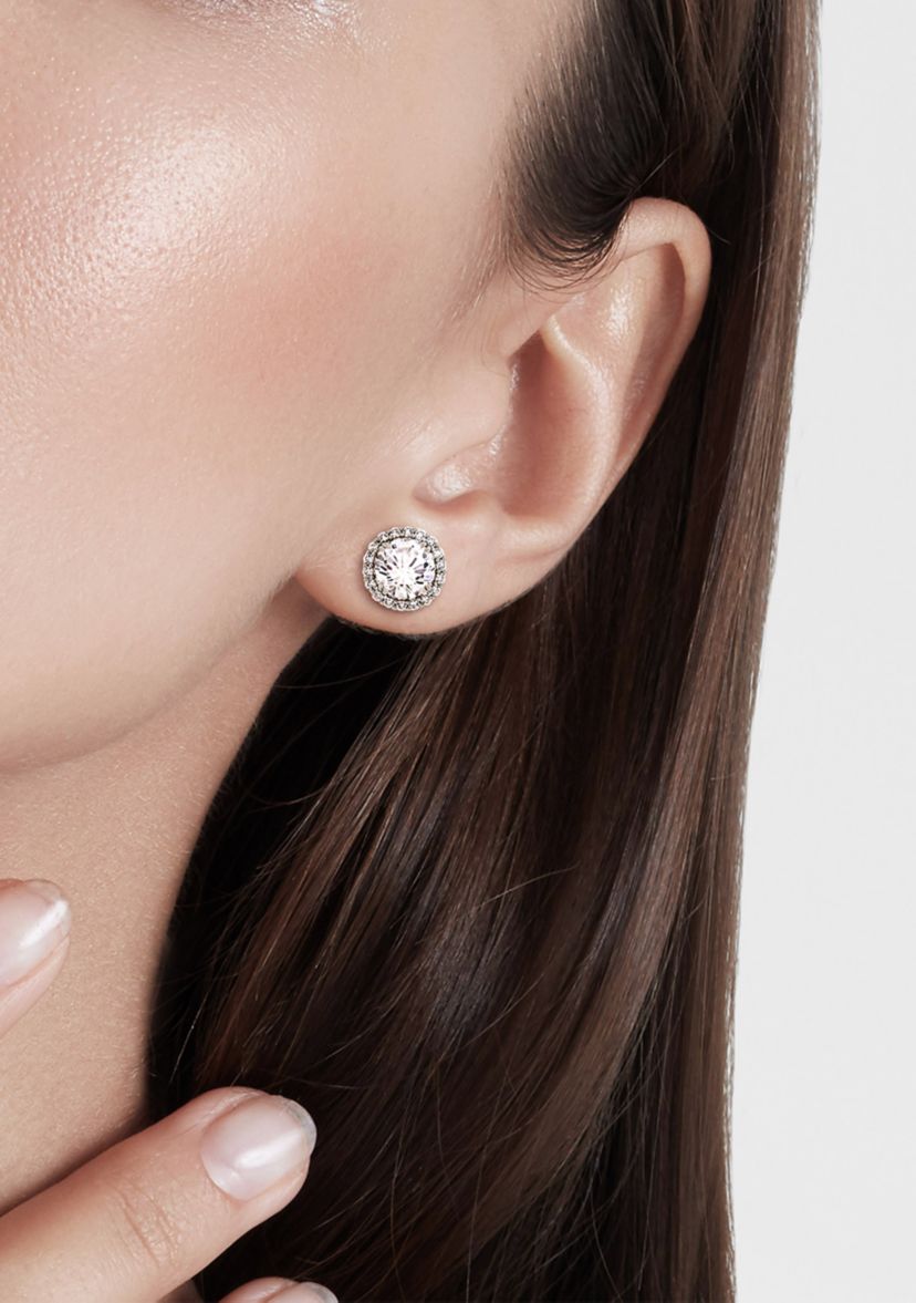 Lab Created 5.12 ct. t.w. Created White Sapphire Halo Stud Earrings in Sterling Silver