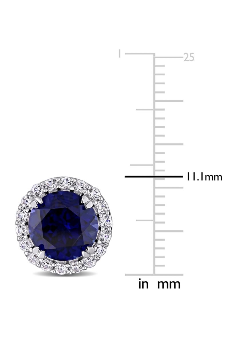 Lab Created 5.12 ct. t.w. Created Blue and White Sapphire Halo Stud Earrings in Sterling Silver