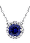 Lab Created 2.75 ct. t.w. Created Blue and White Sapphire Halo Necklace in Sterling Silver