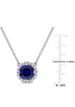 Lab Created 2.75 ct. t.w. Created Blue and White Sapphire Halo Necklace in Sterling Silver