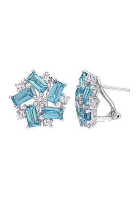 Belk & Co 5.12 ct. t.w. London Blue Topaz and White Topaz Earrings in Sterling Silver