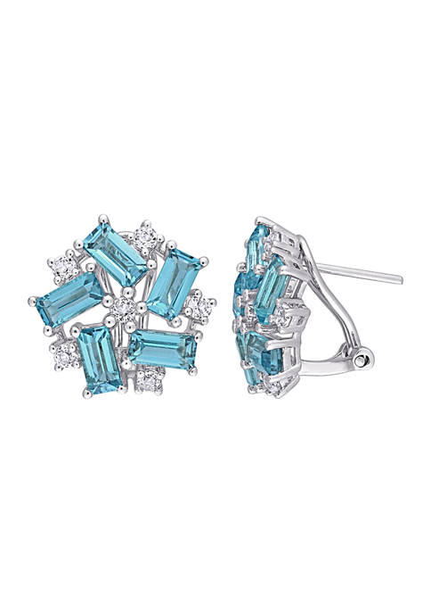 5.12 ct. t.w. London Blue Topaz and White Topaz Earrings in Sterling Silver