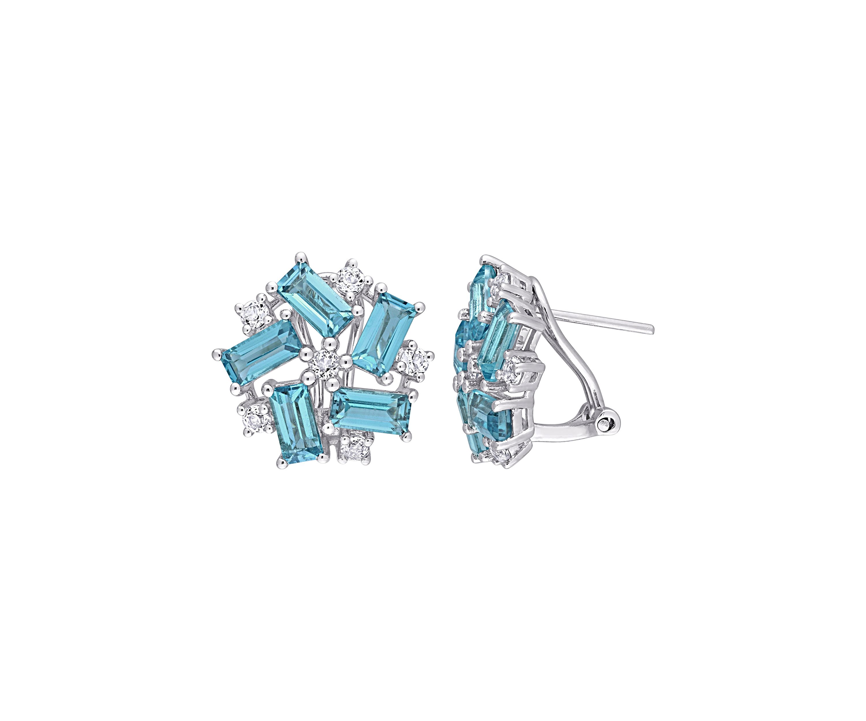 5.12 ct. t.w. London Blue Topaz and White Topaz Earrings in Sterling Silver