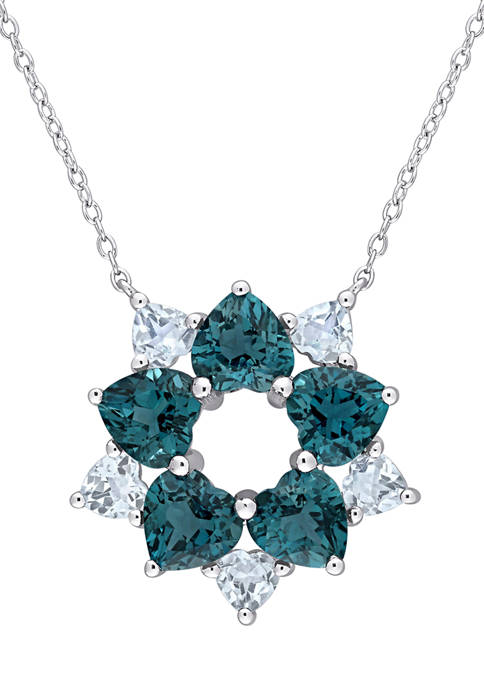 6.2 ct. t.w. Blue Topaz Floral Necklace in Sterling Silver