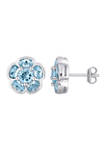 3.5 ct. t.w. Blue Topaz Floral Stud Earrings in Sterling Silver