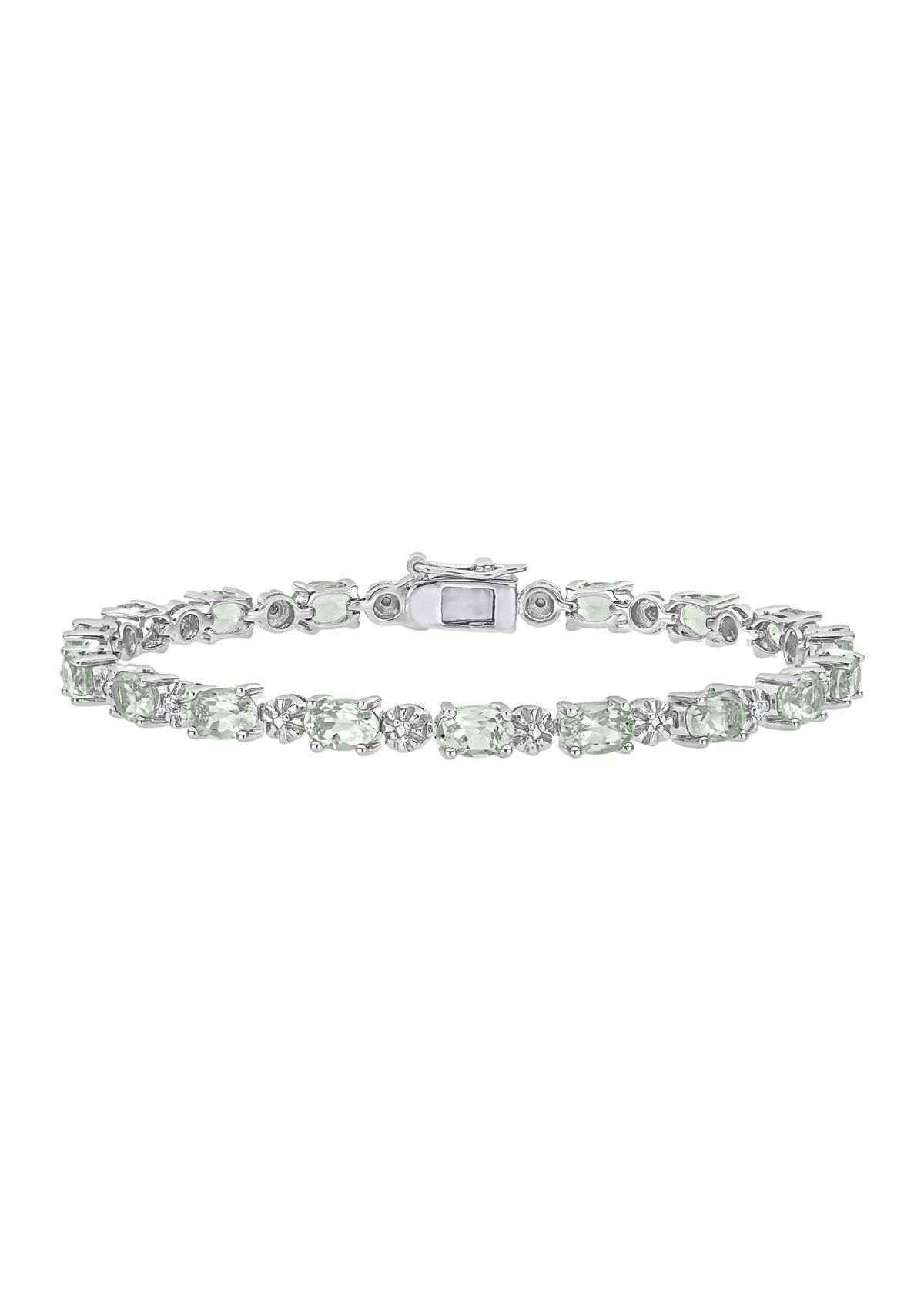 7.37 ct. t.w. Green Quartz and Diamond Accent Tennis Bracelet in Sterling Silver