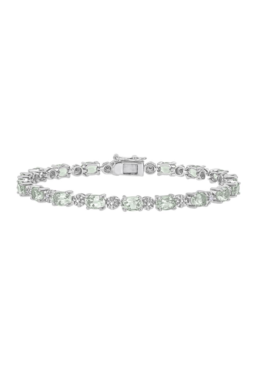 7.37 ct. t.w. Green Quartz and Diamond Accent Tennis Bracelet in Sterling Silver
