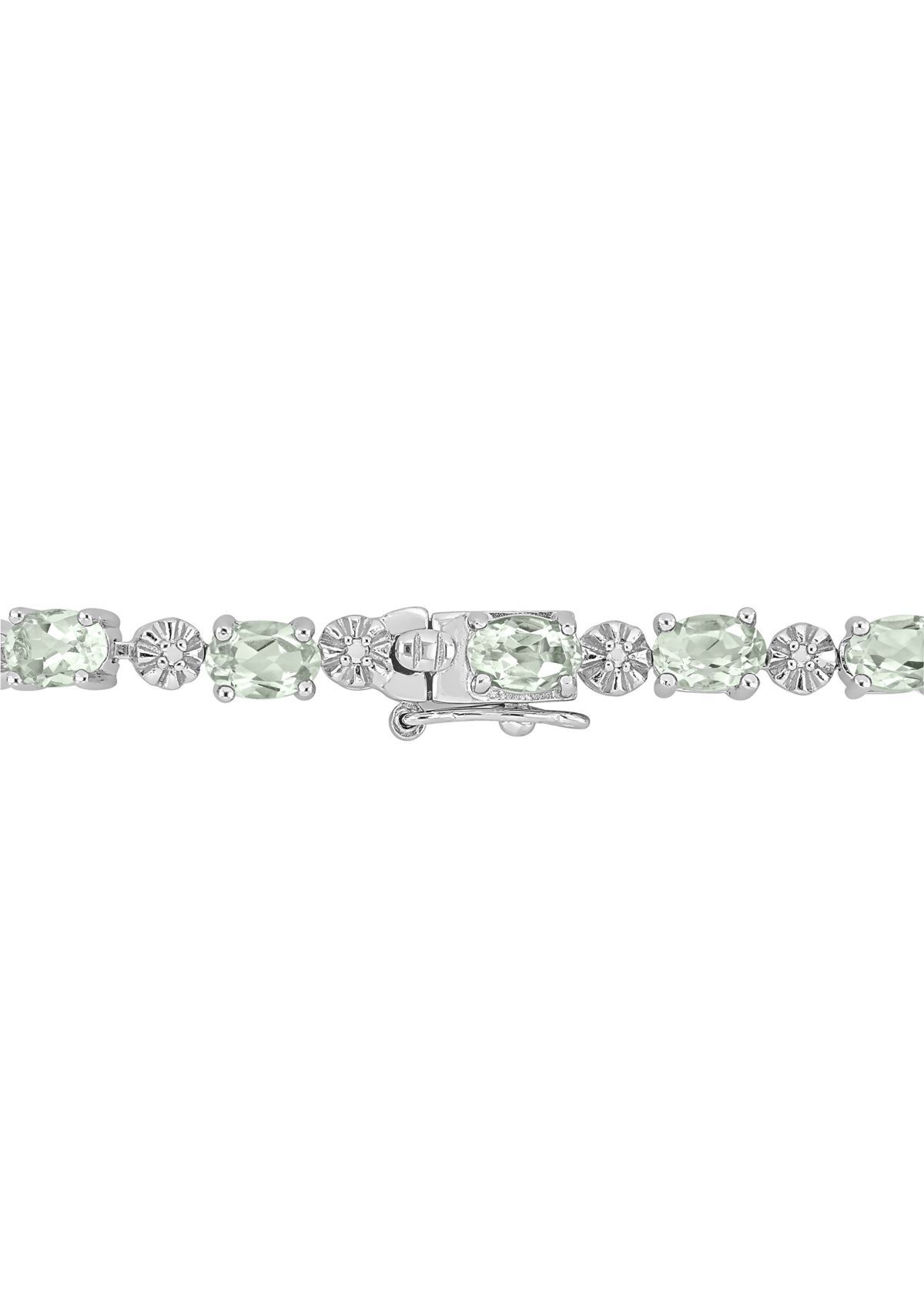 7.37 ct. t.w. Green Quartz and Diamond Accent Tennis Bracelet in Sterling Silver