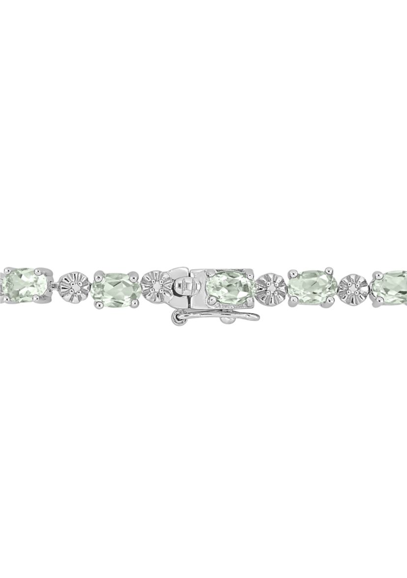 7.37 ct. t.w. Green Quartz and Diamond Accent Tennis Bracelet in Sterling Silver