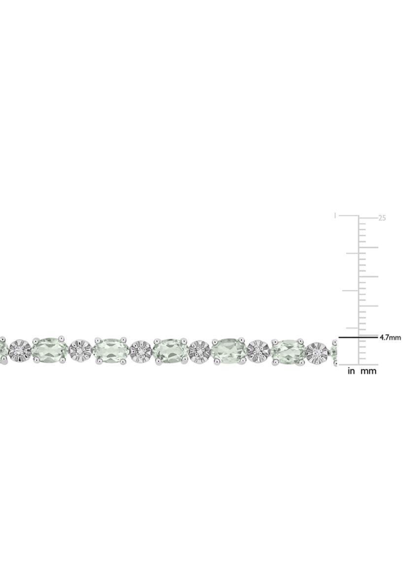 7.37 ct. t.w. Green Quartz and Diamond Accent Tennis Bracelet in Sterling Silver