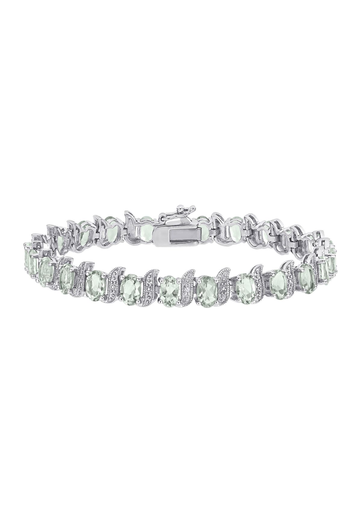 9.8 ct. t.w. Green Quartz and Diamond Accent S-Link Tennis Bracelet in Sterling Silver