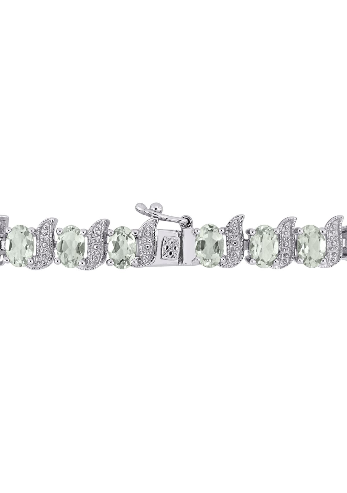 9.8 ct. t.w. Green Quartz and Diamond Accent S-Link Tennis Bracelet in Sterling Silver