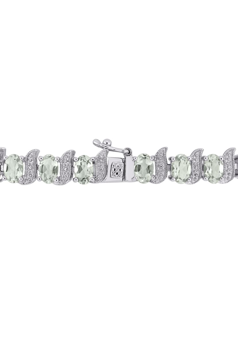 9.8 ct. t.w. Green Quartz and Diamond Accent S-Link Tennis Bracelet in Sterling Silver
