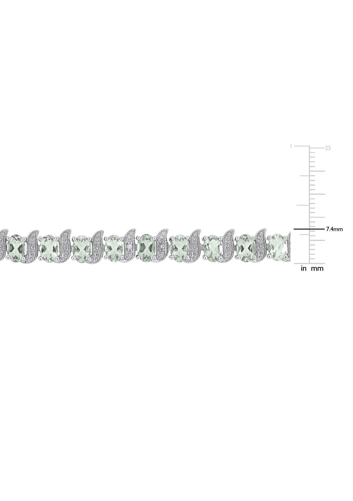 9.8 ct. t.w. Green Quartz and Diamond Accent S-Link Tennis Bracelet in Sterling Silver