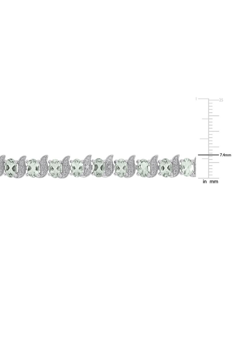 9.8 ct. t.w. Green Quartz and Diamond Accent S-Link Tennis Bracelet in Sterling Silver