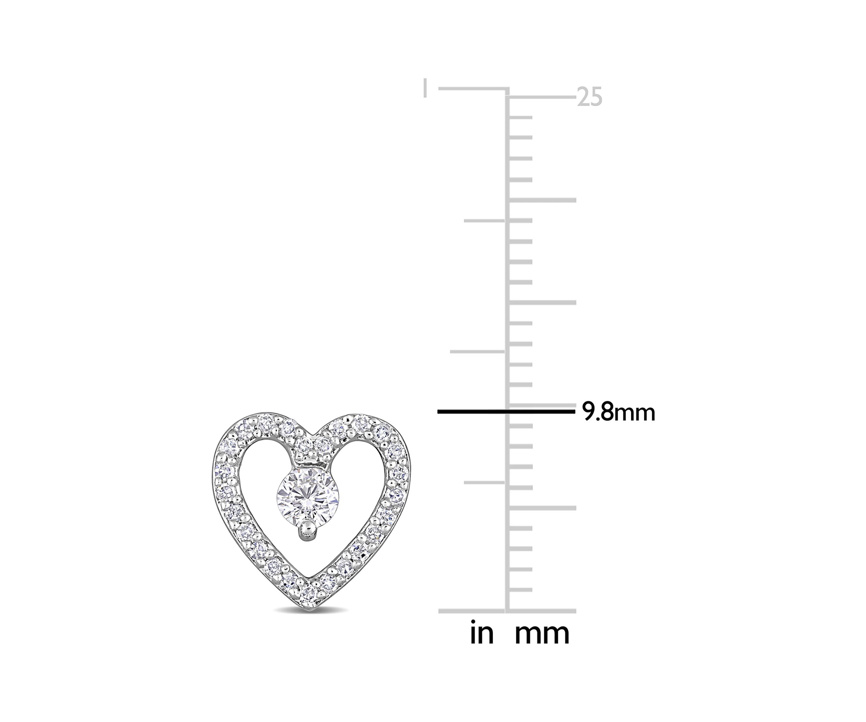 1/3 ct. t.w. White Topaz and 1/5 ct. t.w. Diamond Open Heart Stud Earrings in Sterling Silver