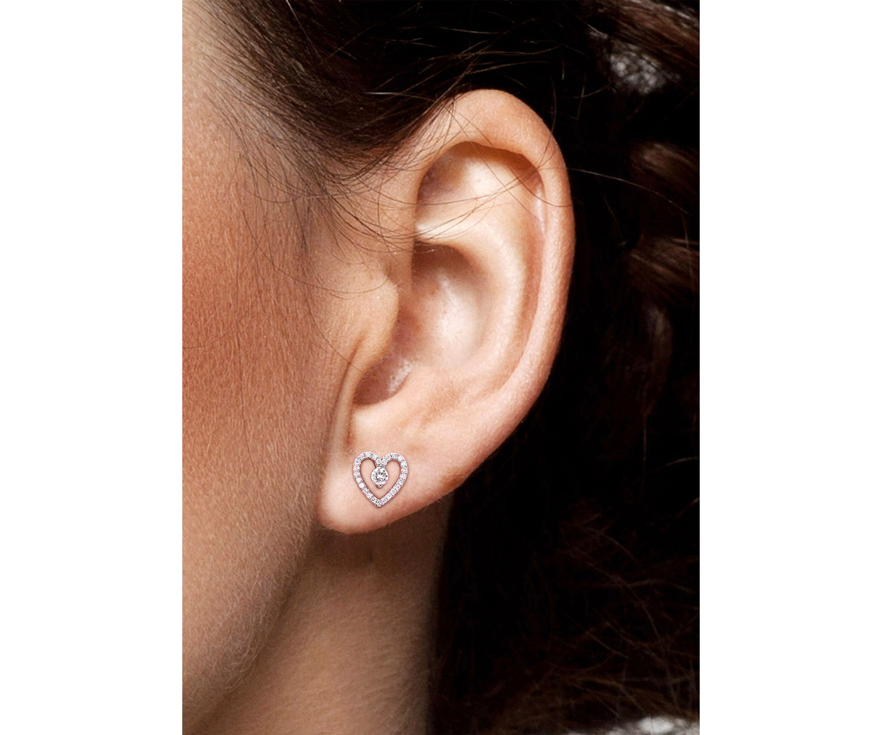 1/3 ct. t.w. White Topaz and 1/5 ct. t.w. Diamond Open Heart Stud Earrings in Sterling Silver