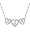 1/2 ct. t.w. White Topaz and 1/5 ct. t.w. Diamond Triple Heart Necklace in Sterling Silver