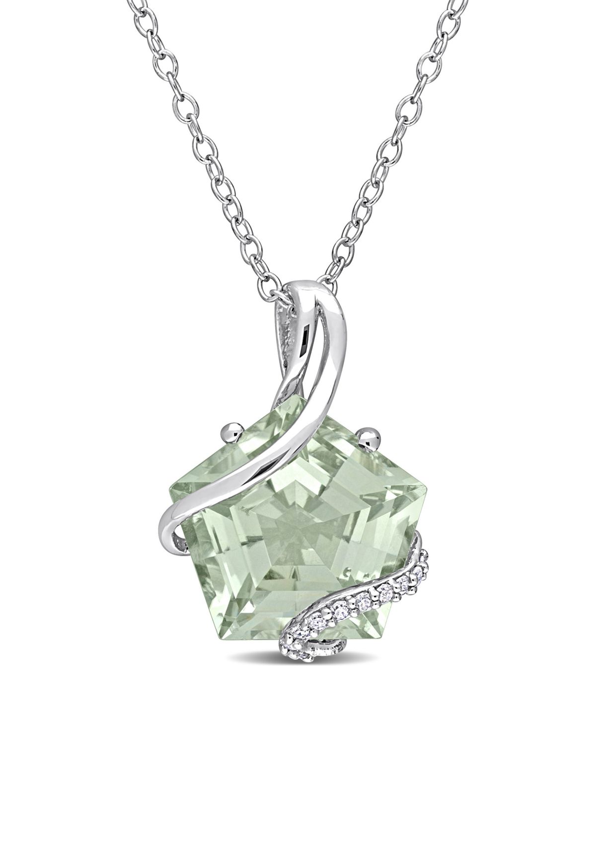 6.5 ct. t.w. Green Quartz and Diamond Accent Swirl Necklace in Sterling Silver